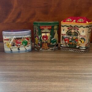M&M'S vintage Festive Holiday Tin Trio - 1999, 2000 and 2001